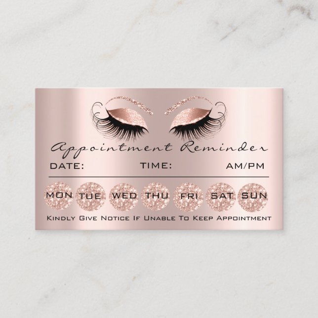 100 Cartes de rappel de rendez-vous Rose Lashes de (Devant)
