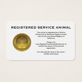 100 Cartes de visite d'animaux de service enregist