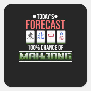 100% Chance Of Mahjong Game Mahjong Player Games Square Sticker