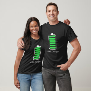 100% charged and 2% Battery low couple T-Shirt