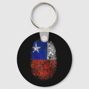 100% Chilean DNA fingerprint flag of Chile Keychain
