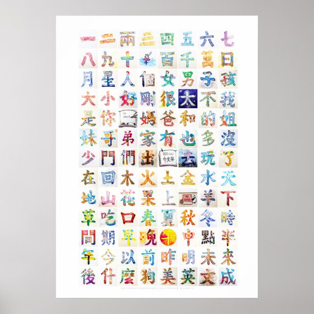 100 Chinese Character Paintings Poster (Front)