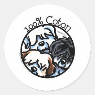 100% Coton de Tulear Classic Round Sticker