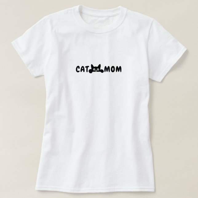 100% cotton Cat Mom t-shirt, Black Cat Graphic T-Shirt (Design Front)