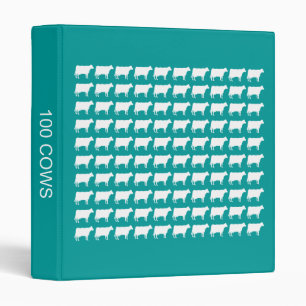 100 Cows - White on Aqua Binder