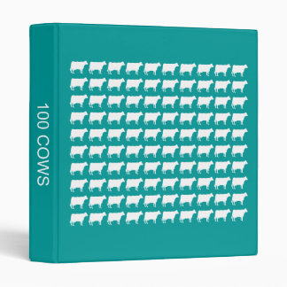 100 Cows - White on Aqua Binder