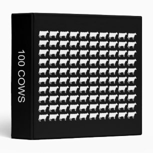 100 Cows - White on Black (1.5in) Binder