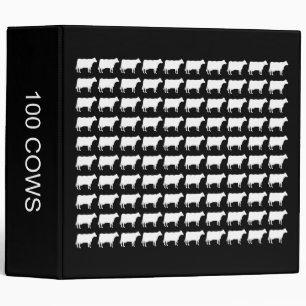 100 Cows - White on Black (2.0in) Binder