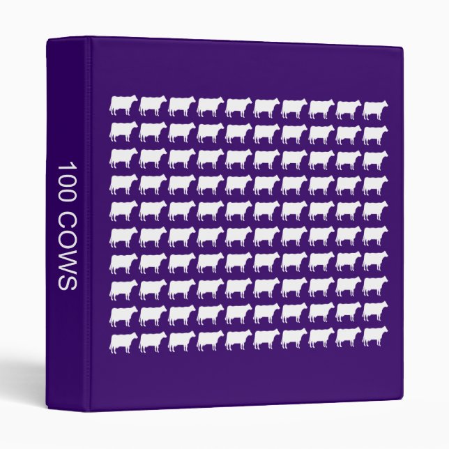 100 Cows - White on Deep Purple Binder (Front/Spine)