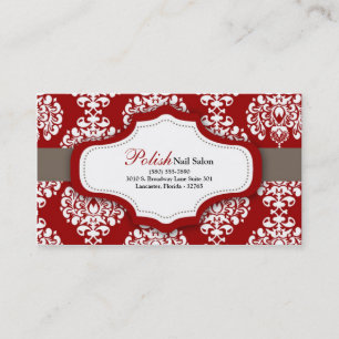 100 Crimes Rouge Damask Nail Technicien Carte de v