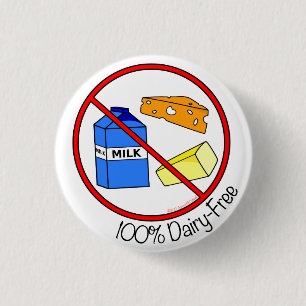100% Dairy Free 1 Inch Round Button