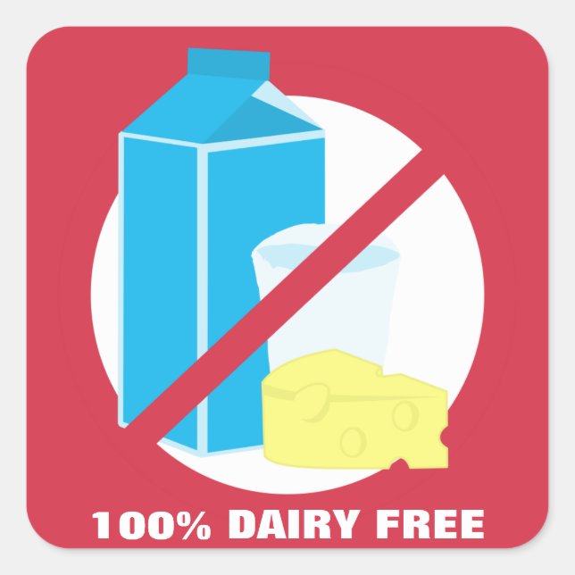 100% Dairy Free Food Allergy Alert Label (Front)