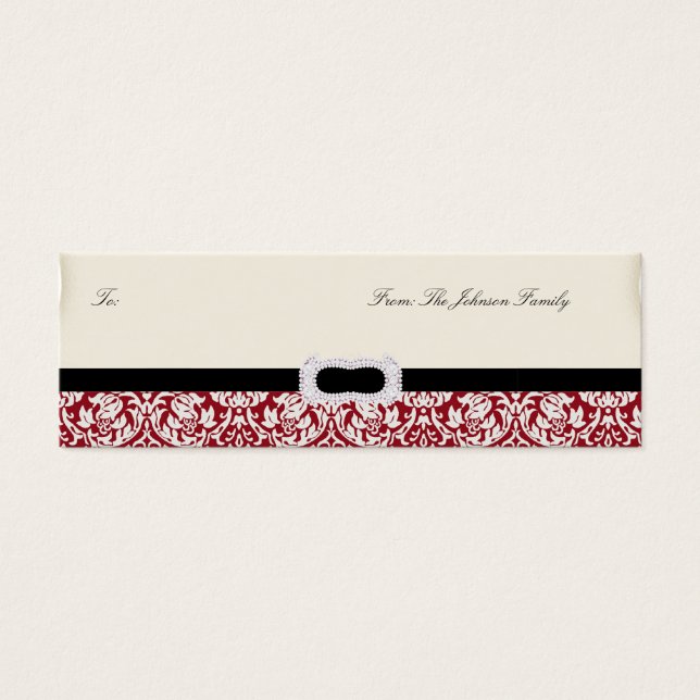 100 Damask Christmas Photo Personalized Gift Tag (Front)