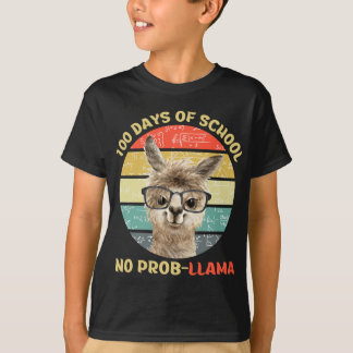 100 Day Of School No Probllama Llama Alpaca Math T-Shirt