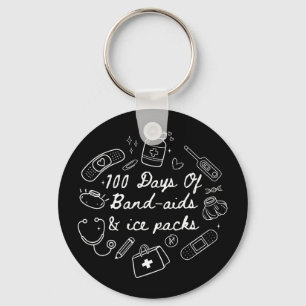 100 Day of School Nurse 100 Days Band Aids Ice Keychain