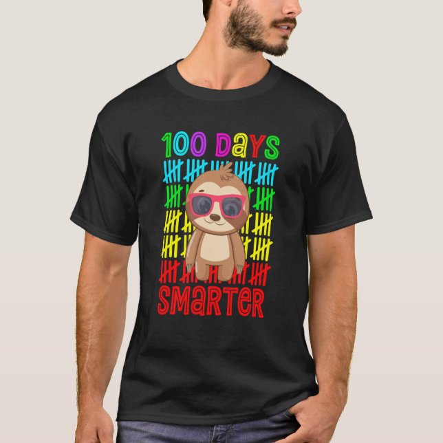 100 Day Of School Tees Teacher Sloth Happy 100 Day (Front)