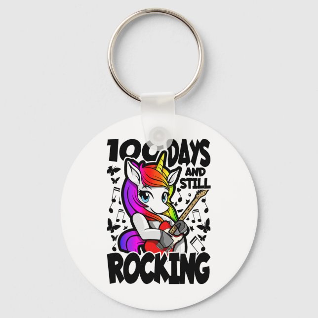 100 Days And Still Rocking - 100 Days Of School Un Keychain (Front)