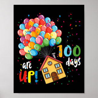 100 Days Are Up Fun 100 Days of School Balloon Hou Poster