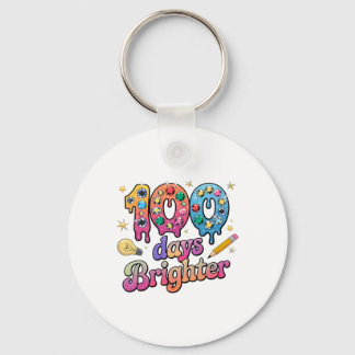 100 Days Brighter 100th Day Of School Funny Jewels Keychain