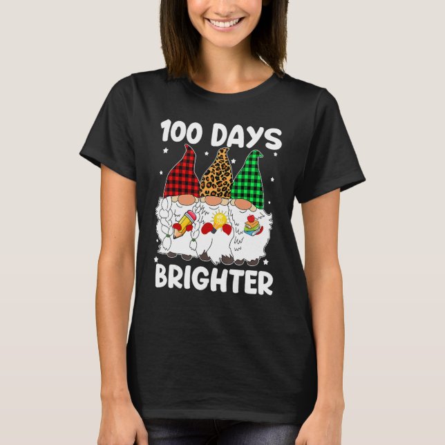 100 Days Brighter Gnomes Student Teacher 100th Day T-Shirt (Front)