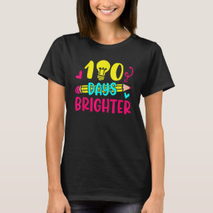 100 Days Brighter Happy 100 Days Of School Pencil  T-Shirt