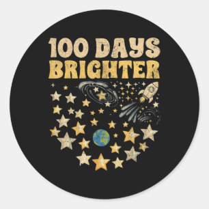 100 Days Brighter Kids 100th Day Of School Stars Classic Round Sticker