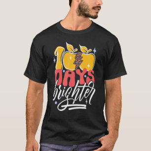 100 Days Brighter Lightning Bolt Teacher 100th Day T-Shirt