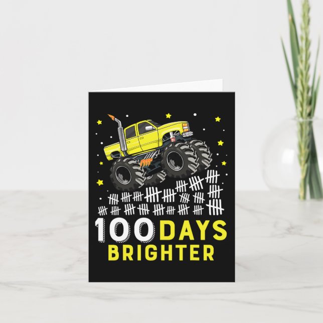 100 Days Brighter Monster Truck 100 Days Of School Card (Front)