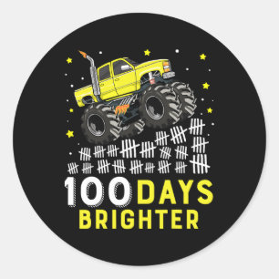 100 Days Brighter Monster Truck 100 Days Of School Classic Round Sticker