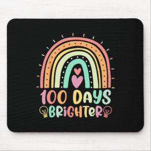 100 Days Brighter Rainbow Happy 100th Day of Schoo Mouse Pad