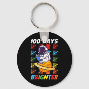 100 Days Brighter Space Astronaut 100th Day Of Keychain