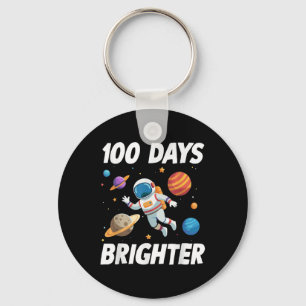 100 Days Brighter Space Astronaut 100th Day Of Keychain