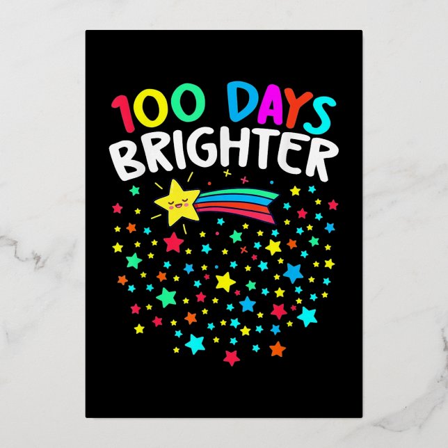 100 Days Brighter Stars Foil Holiday Card (Front)