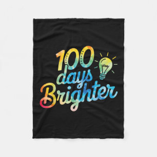 100 Days Brighter Teacher Kids 100th Day Of Fleece Blanket