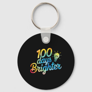 100 Days Brighter Teacher Kids 100th Day Of Keychain