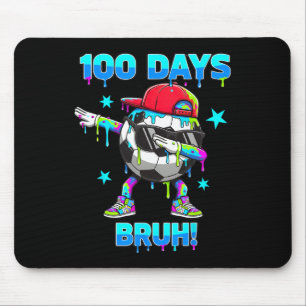 100 Days Bruh Youth Boys Soccer Dabbing 100th Day Mouse Pad
