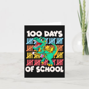 100 Days Dinosaur Trex Boys Kids 100th Day Of Scho Card