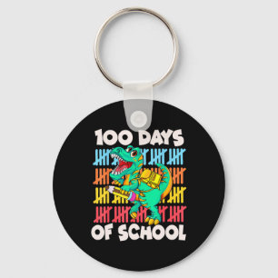 100 Days Dinosaur Trex Boys Kids 100th Day Of Scho Keychain