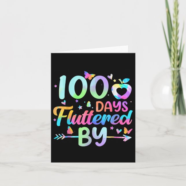 100 Days Fluttered By - 100th Day Of School Card (Front)