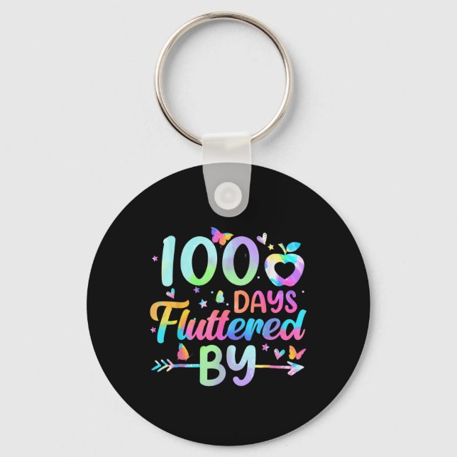 100 Days Fluttered By - 100th Day Of School Keychain (Front)