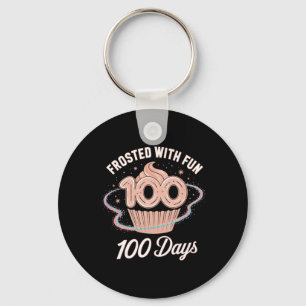 100 Days Frosted With Fun Cupcake Milestone Celebr Keychain