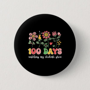 100 Days Growing Boho Flowers Teacher 100th Day 2 Inch Round Button