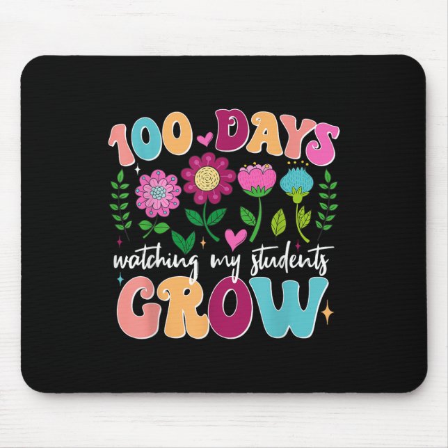 100 Days Growing Boho Flowers Teacher 100th Day Mouse Pad (Front)
