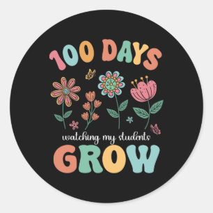 100 Days Growing Boho Flowers Teacher 100th Day Of Classic Round Sticker