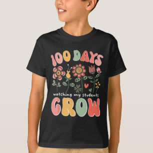 100 Days Growing Boho Flowers Teacher 100th Day Of T-Shirt
