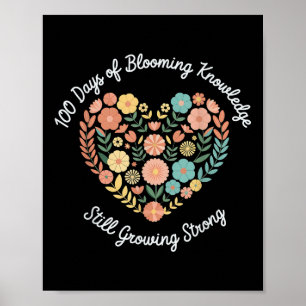 100 Days Growing Boho Flowers Teacher 100th Day Poster