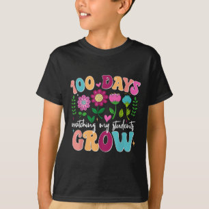 100 Days Growing Boho Flowers Teacher 100th Day T-Shirt