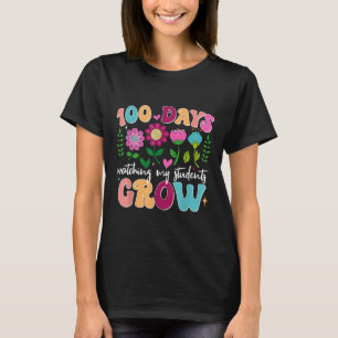 100 Days Growing Boho Flowers Teacher 100th Day T-Shirt