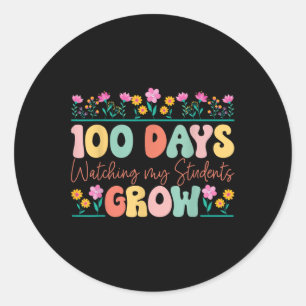 100 Days Growing Flowers Teacher 100th Day Of Classic Round Sticker