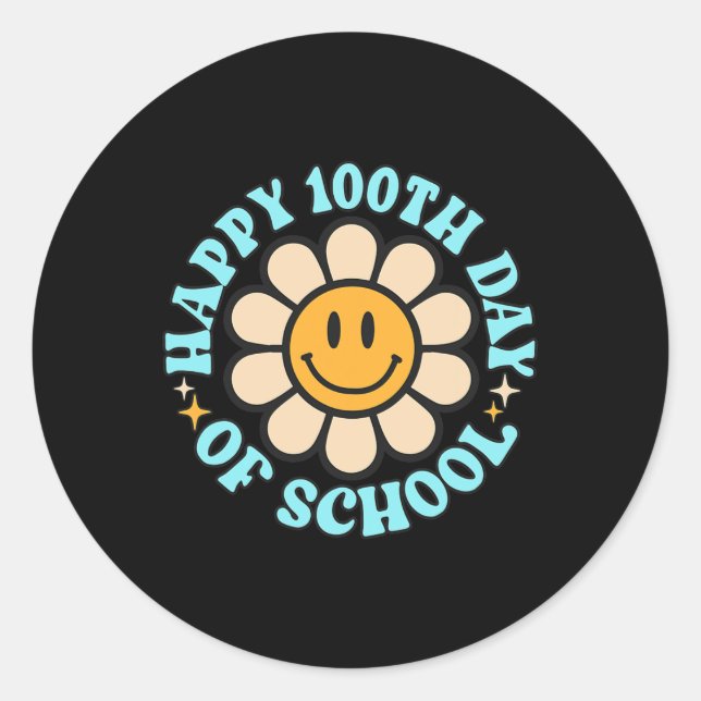 100 Days Happy 100th Day Of School Teacher Kids Re Classic Round Sticker (Front)